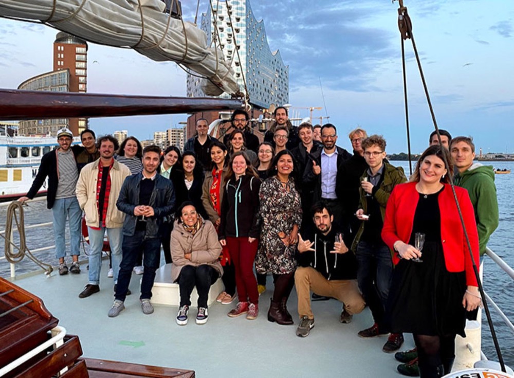 Team participating in waterfront and boat charter experiences
